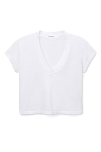 Alanis Recycled Cotton V-Neck Tee in White