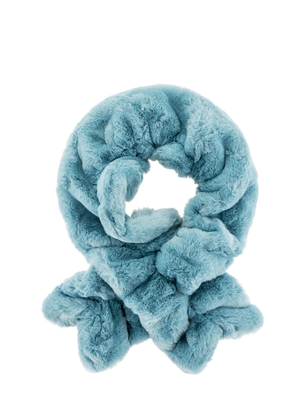 Ruched Faux Fur Scarf in Celeste