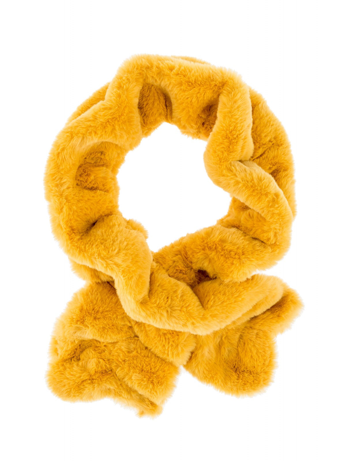 Ruched Faux Fur Scarf in Yellow