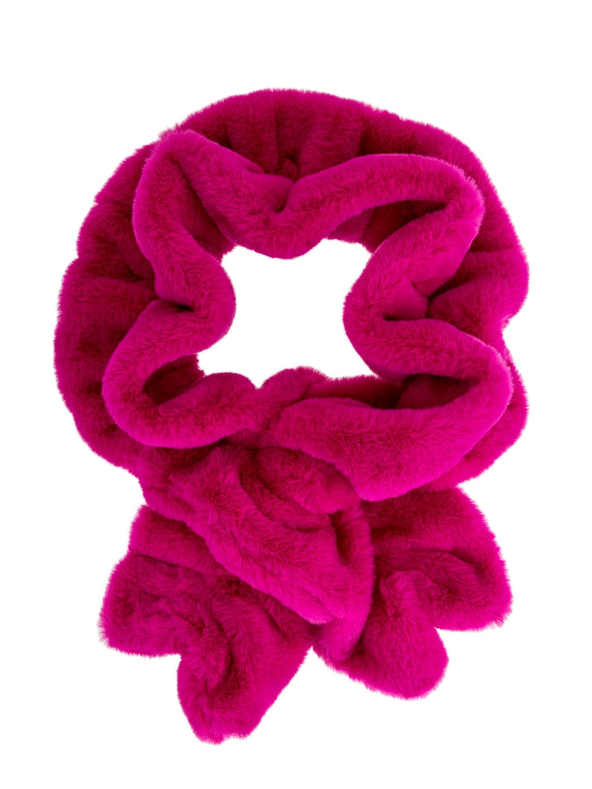 Ruched Faux Fur Scarf in Fuchsia