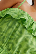 Load image into Gallery viewer, Tie Strap Sundress in Lime Flower Print
