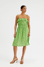 Load image into Gallery viewer, Tie Strap Sundress in Lime Flower Print
