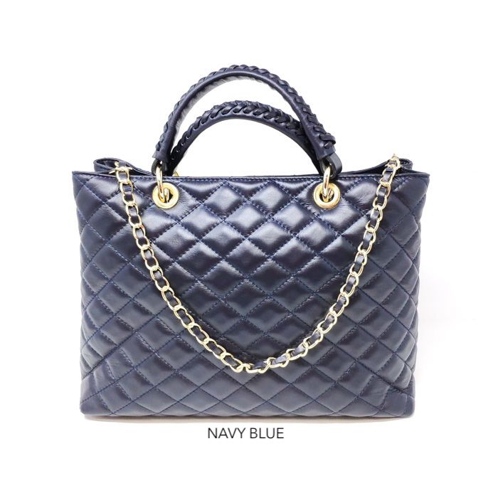 Quilted Handbag in Navy Blue