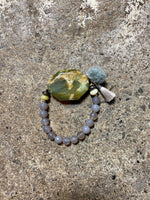 Load image into Gallery viewer, Agate Stretch Bracelet in Green Combo
