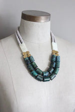 Load image into Gallery viewer, Double Strand Green and Gray Stone Necklace

