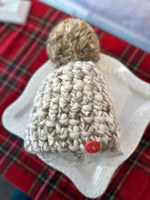 Load image into Gallery viewer, Beanie in White/Marble Blend and Gold Sparkle Deep
