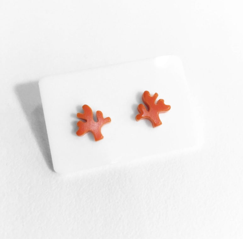 Mini Coral Stud Earrings in Red