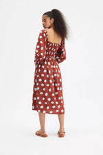 Load image into Gallery viewer, 3/4 Sleeve Midi Dress in Tanzania Polka Dot
